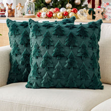 45 x 45CM Green Christmas Tree Faux Fur Cushion Covers - Set of 2