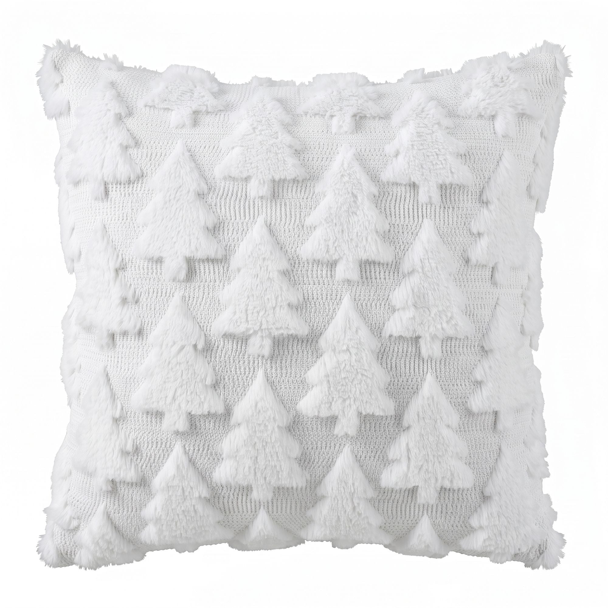 45 x 45CM White Christmas Tree Faux Fur Cushion Covers - Set of 2