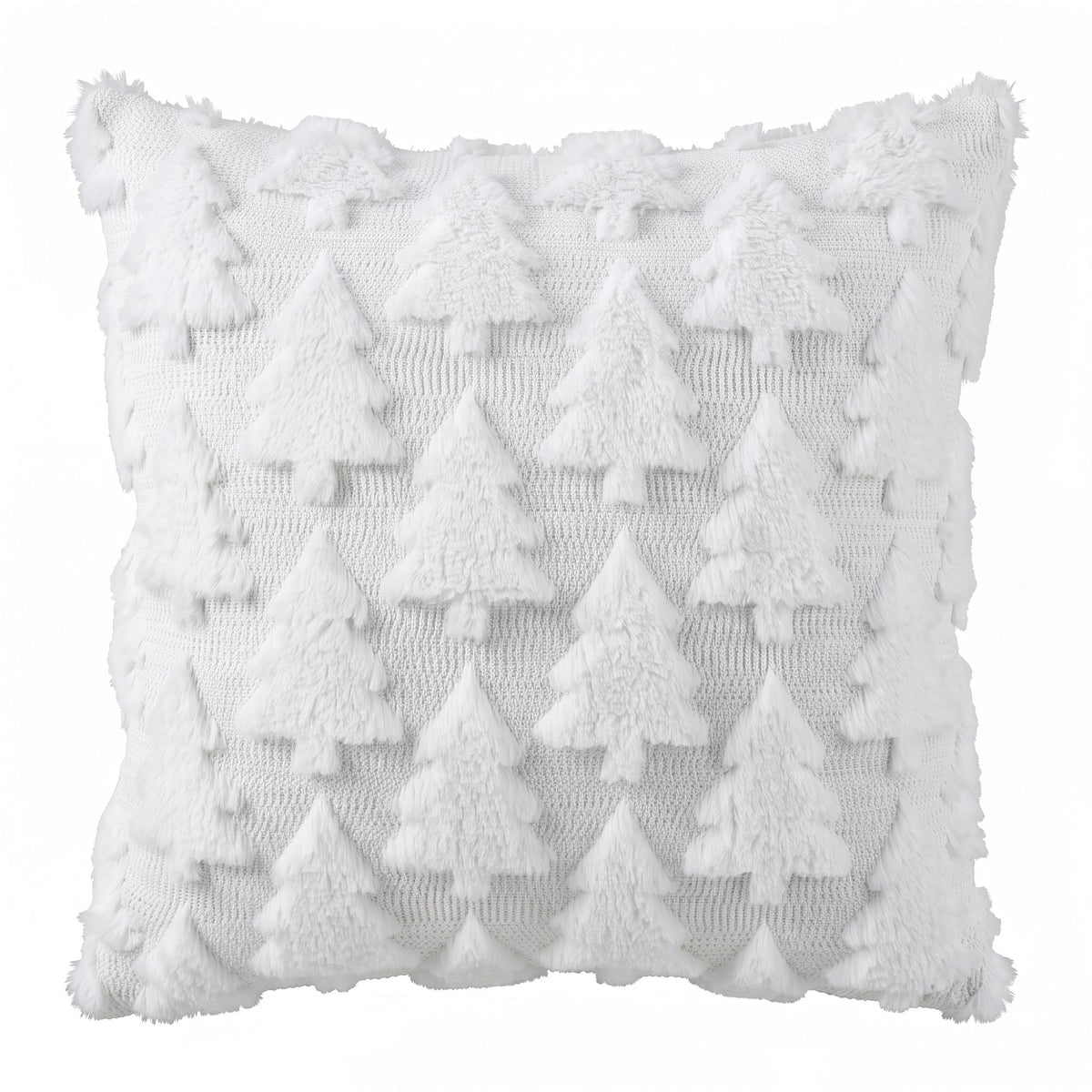 45 x 45CM White Christmas Tree Faux Fur Cushion Covers - Set of 2