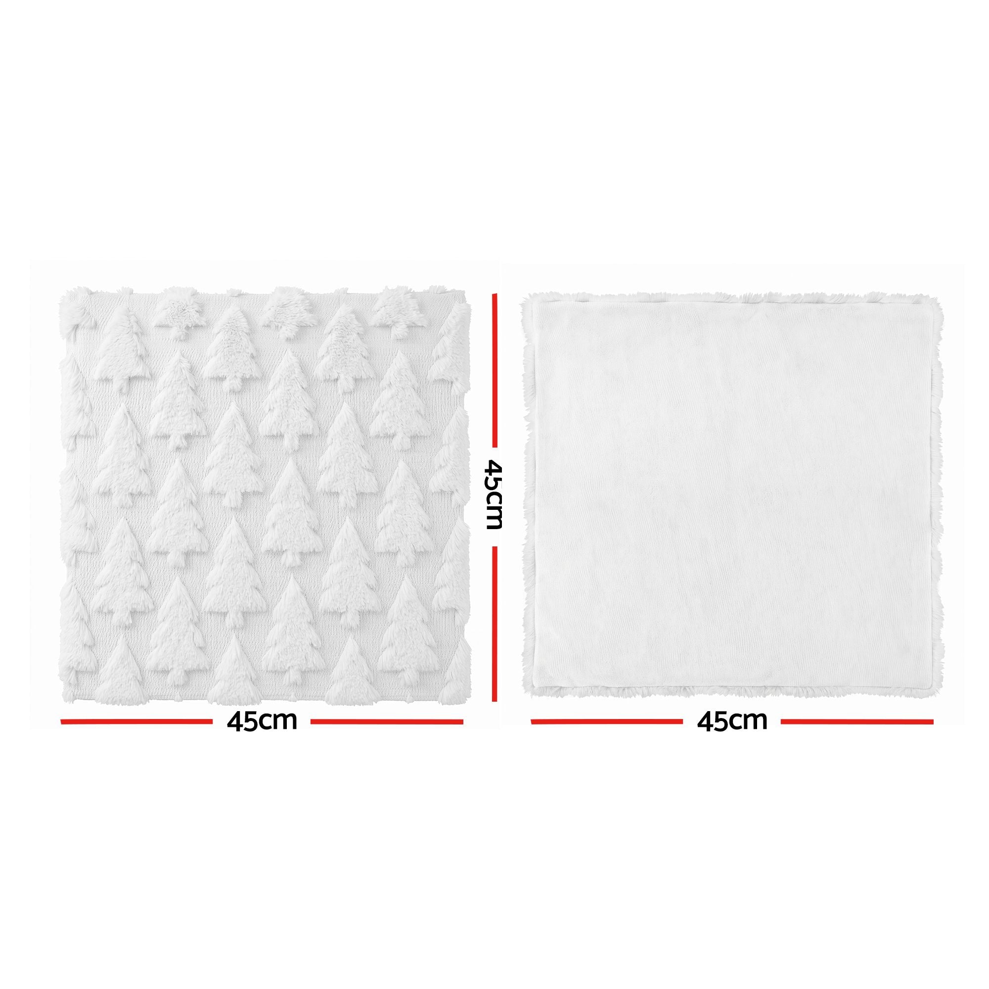 45 x 45CM White Christmas Tree Faux Fur Cushion Covers - Set of 2