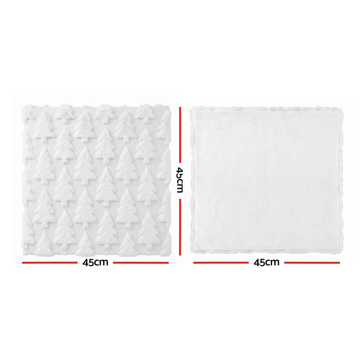 45 x 45CM White Christmas Tree Faux Fur Cushion Covers - Set of 2