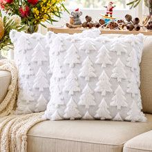 45 x 45CM White Christmas Tree Faux Fur Cushion Covers - Set of 2