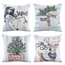 45 x 45CM Blue Christmas Cushion Covers with Festive Prints - Set of 4