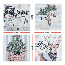 45 x 45CM Blue Christmas Cushion Covers with Festive Prints - Set of 4