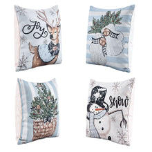 45 x 45CM Blue Christmas Cushion Covers with Festive Prints - Set of 4