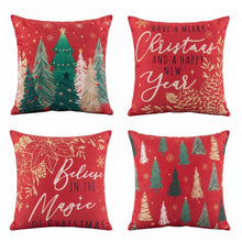 45 x 45CM Red Christmas Cushion Covers with Festive Prints - Set of 4