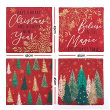 45 x 45CM Red Christmas Cushion Covers with Festive Prints - Set of 4