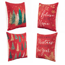 45 x 45CM Red Christmas Cushion Covers with Festive Prints - Set of 4