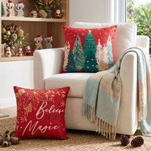 45 x 45CM Red Christmas Cushion Covers with Festive Prints - Set of 4