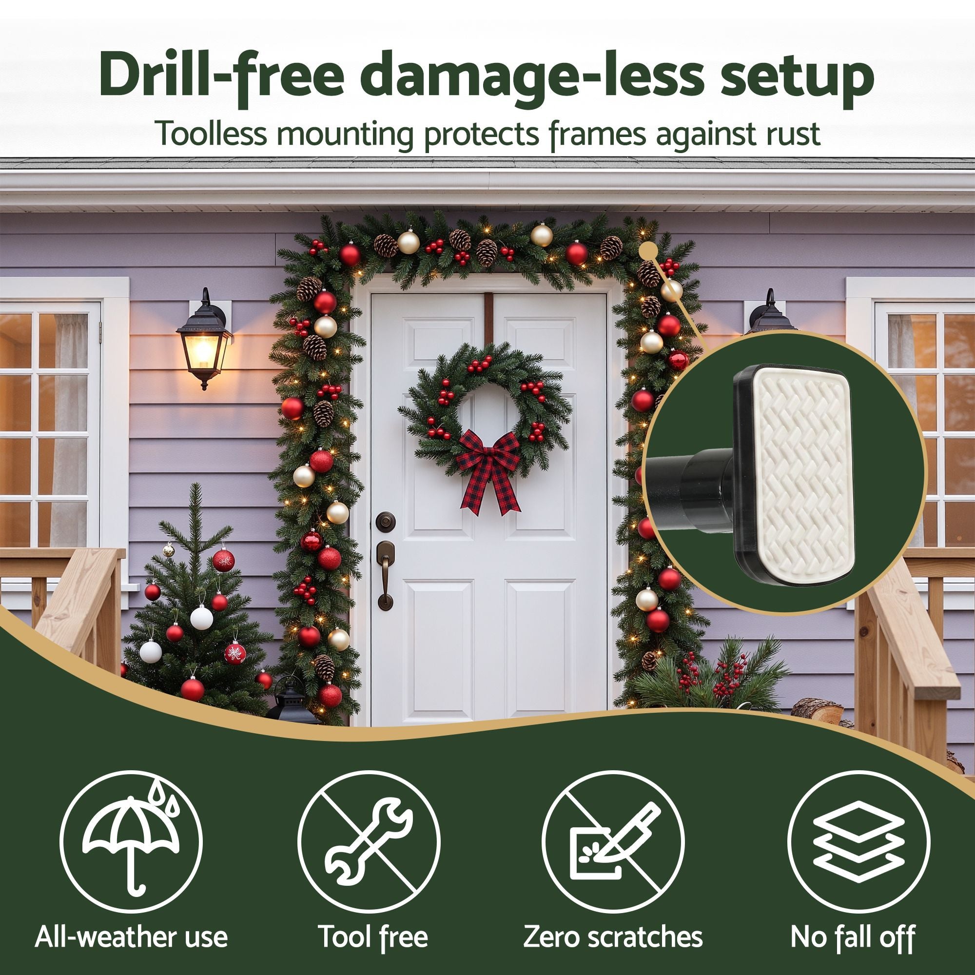 76.5–135CM Adjustable Christmas Garland Hanger with Hooks