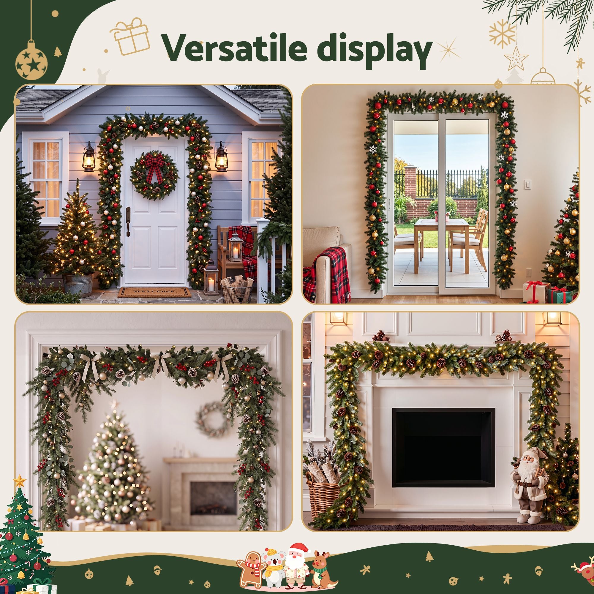 76.5–135CM Adjustable Christmas Garland Hanger with Hooks