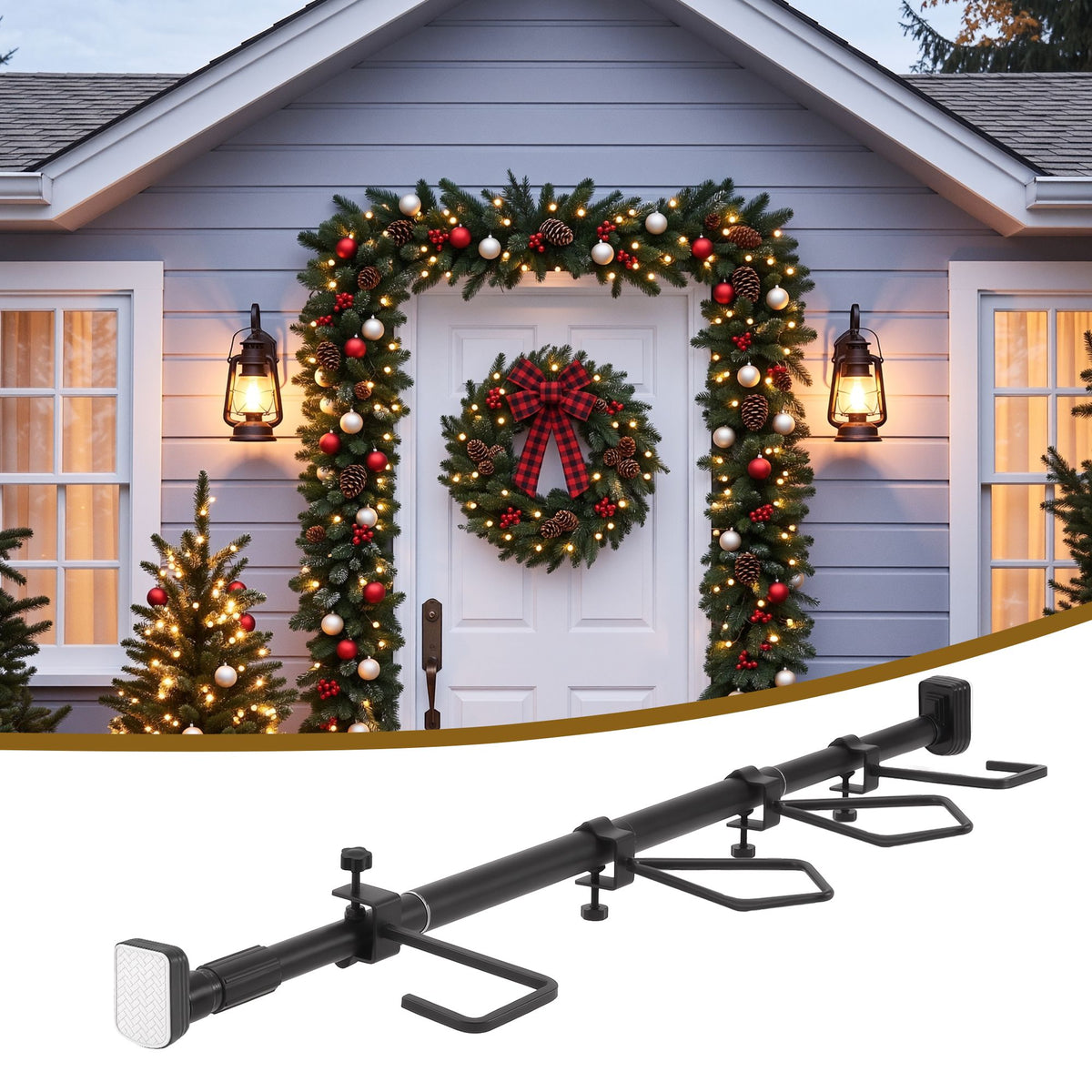 76.5–135CM Adjustable Christmas Garland Hanger with Hooks