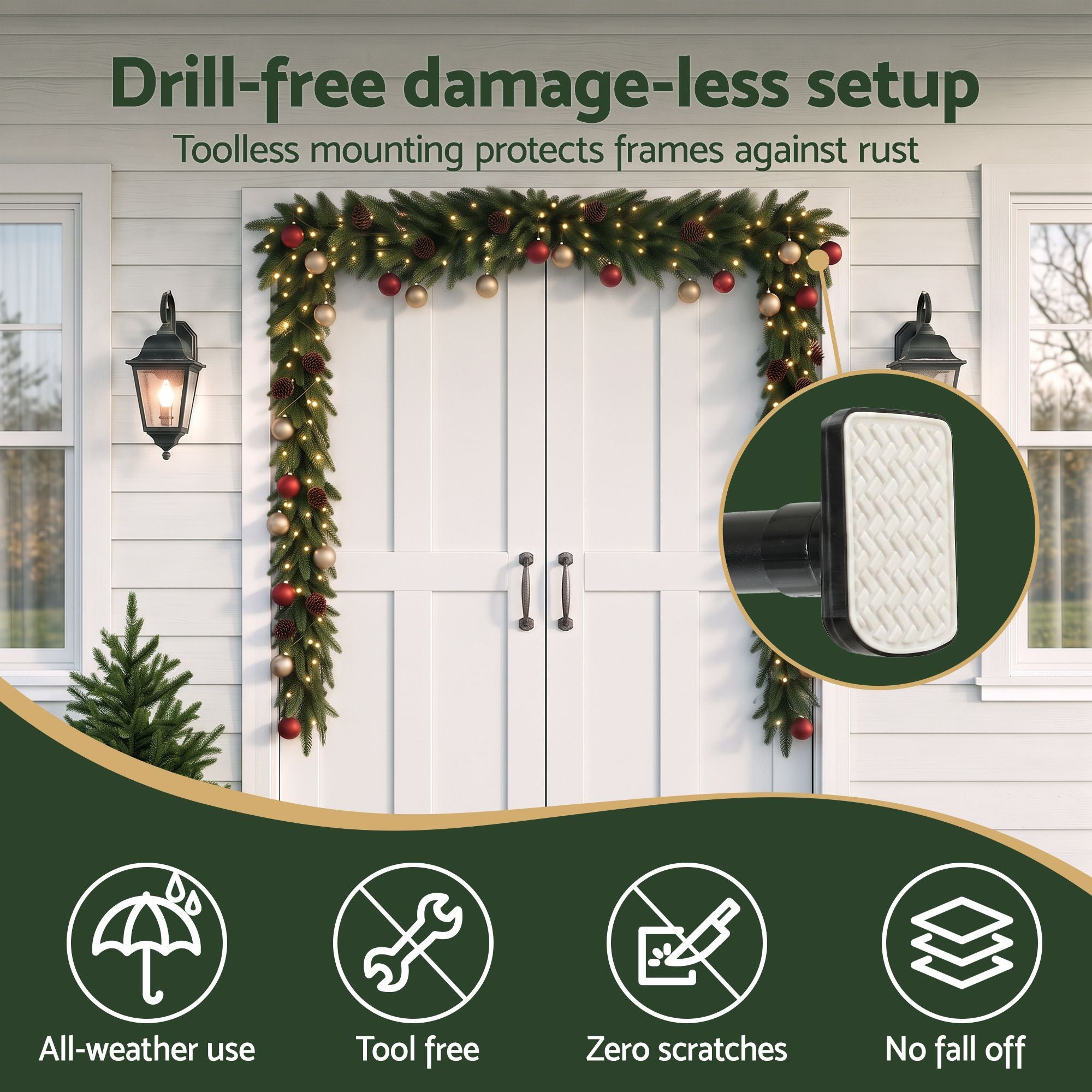 76.5–170CM Adjustable Christmas Garland Hanger with Hooks