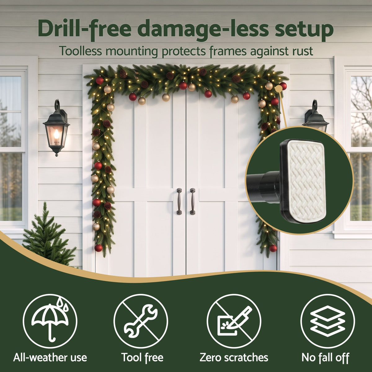 76.5–170CM Adjustable Christmas Garland Hanger with Hooks