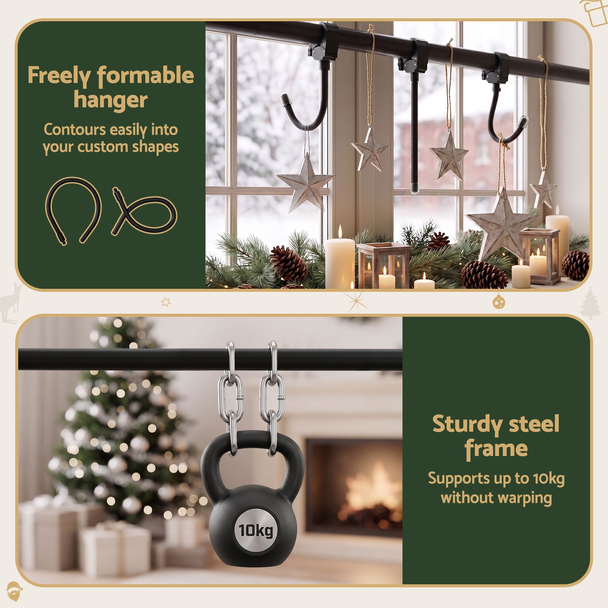76.5–170CM Adjustable Christmas Garland Hanger with Hooks