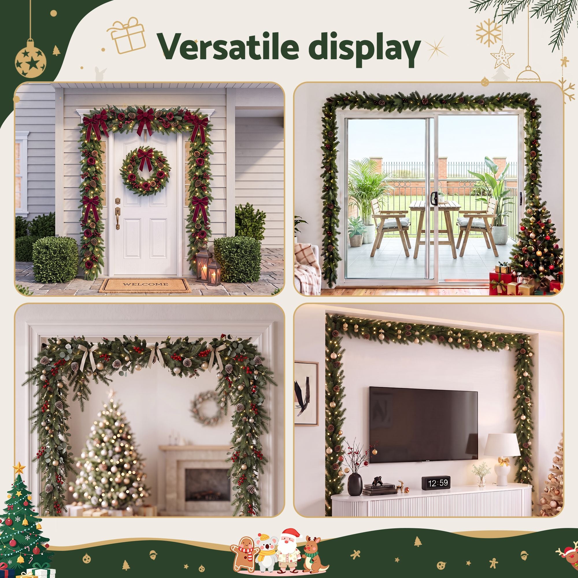76.5–170CM Adjustable Christmas Garland Hanger with Hooks