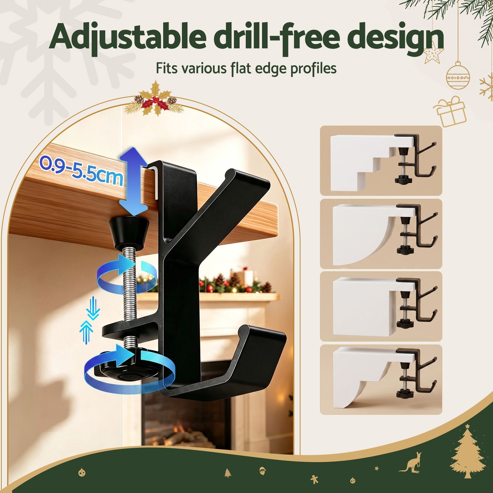 4 Pack Christmas Garland & Stocking Hangers – 10KG