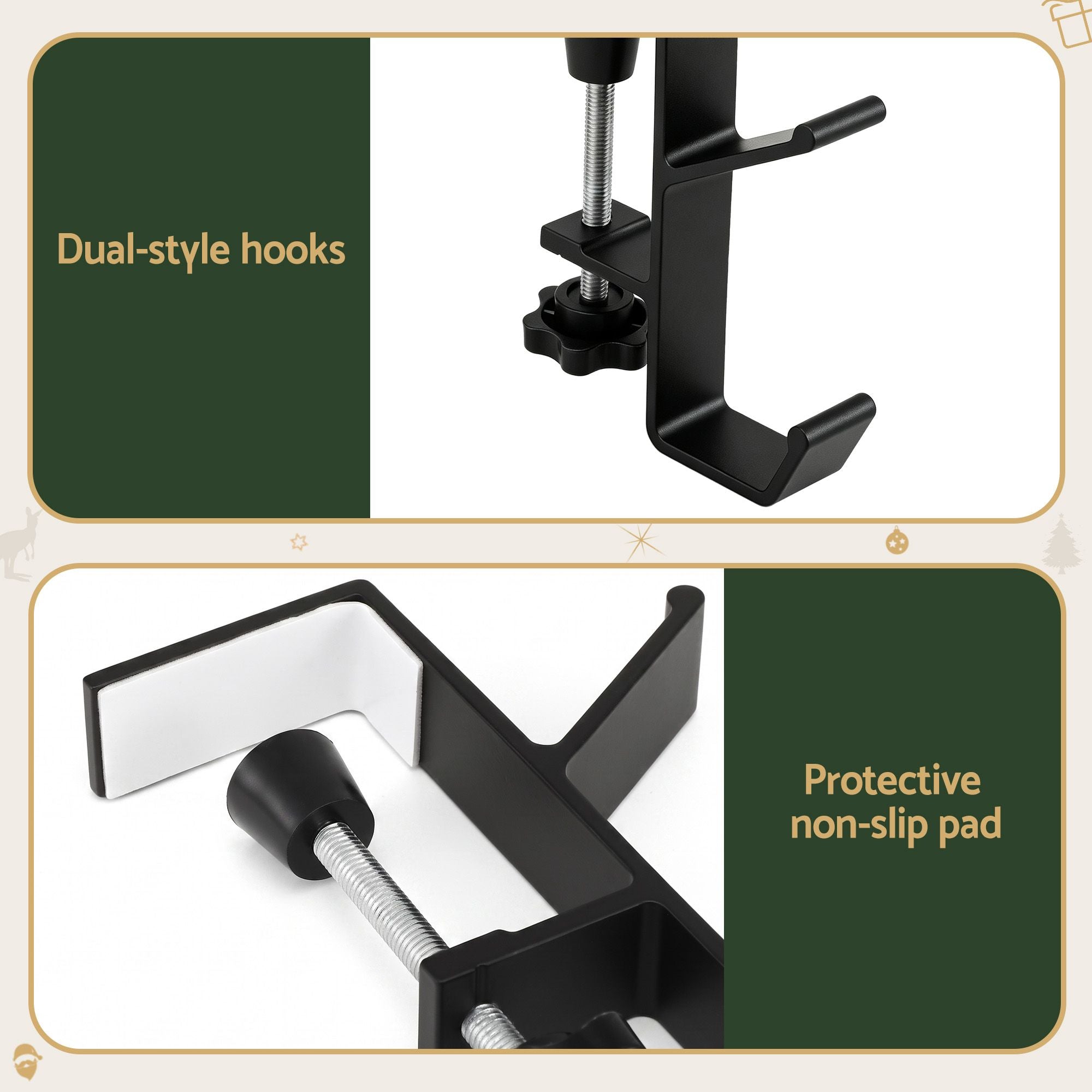 4 Pack Christmas Garland & Stocking Hangers – 10KG