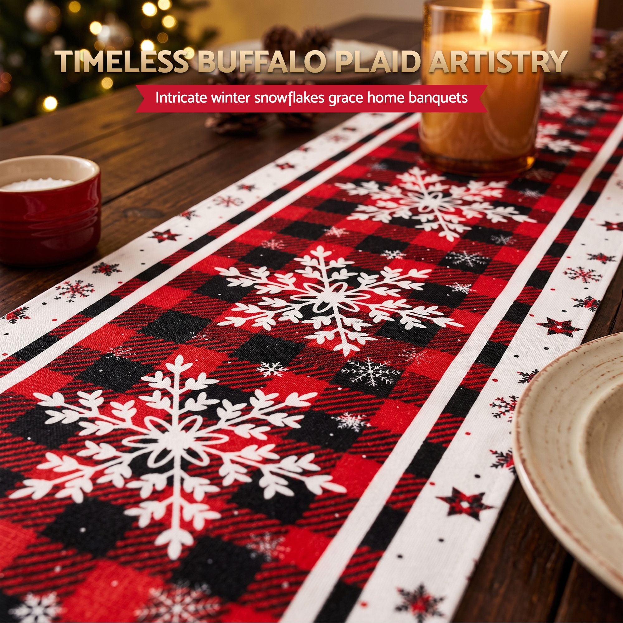 190 x 32CM Buffalo Plaid Christmas Table Runner
