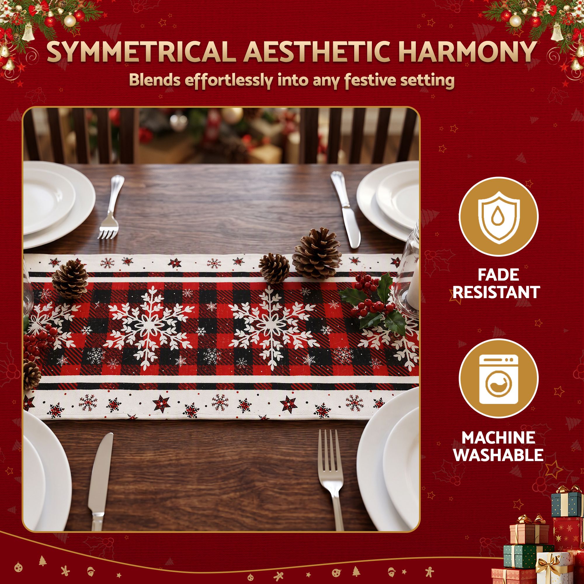 190 x 32CM Buffalo Plaid Christmas Table Runner