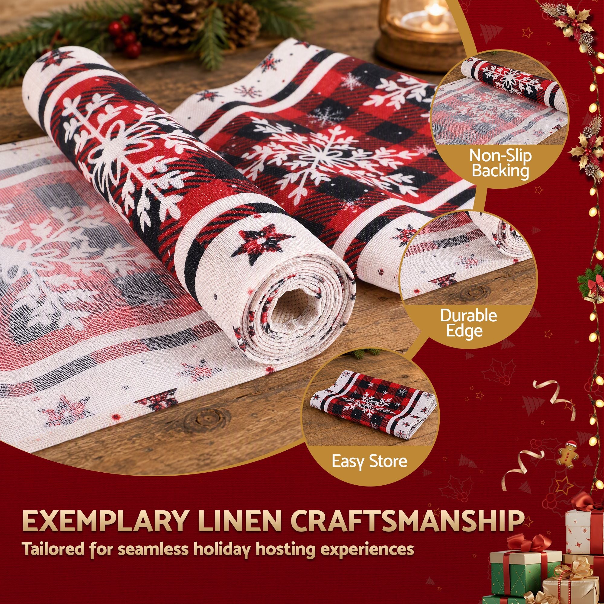 190 x 32CM Buffalo Plaid Christmas Table Runner