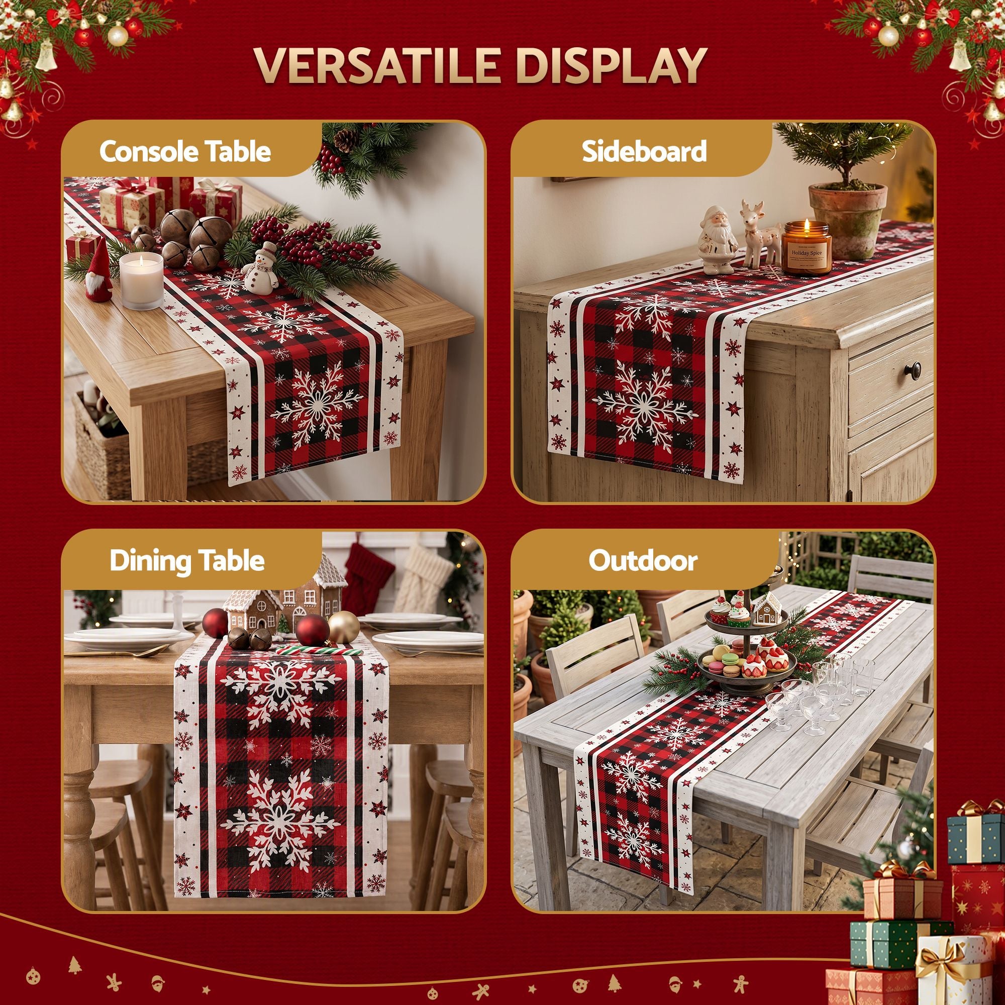 190 x 32CM Buffalo Plaid Christmas Table Runner