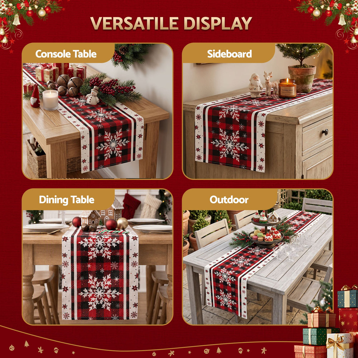 190 x 32CM Buffalo Plaid Christmas Table Runner