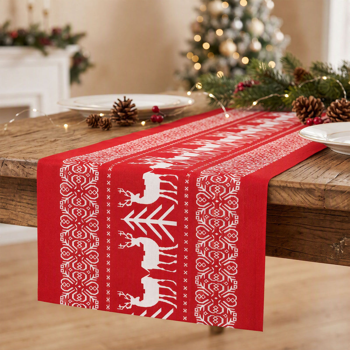 270 x 28CM Reindeer Christmas Table Runner