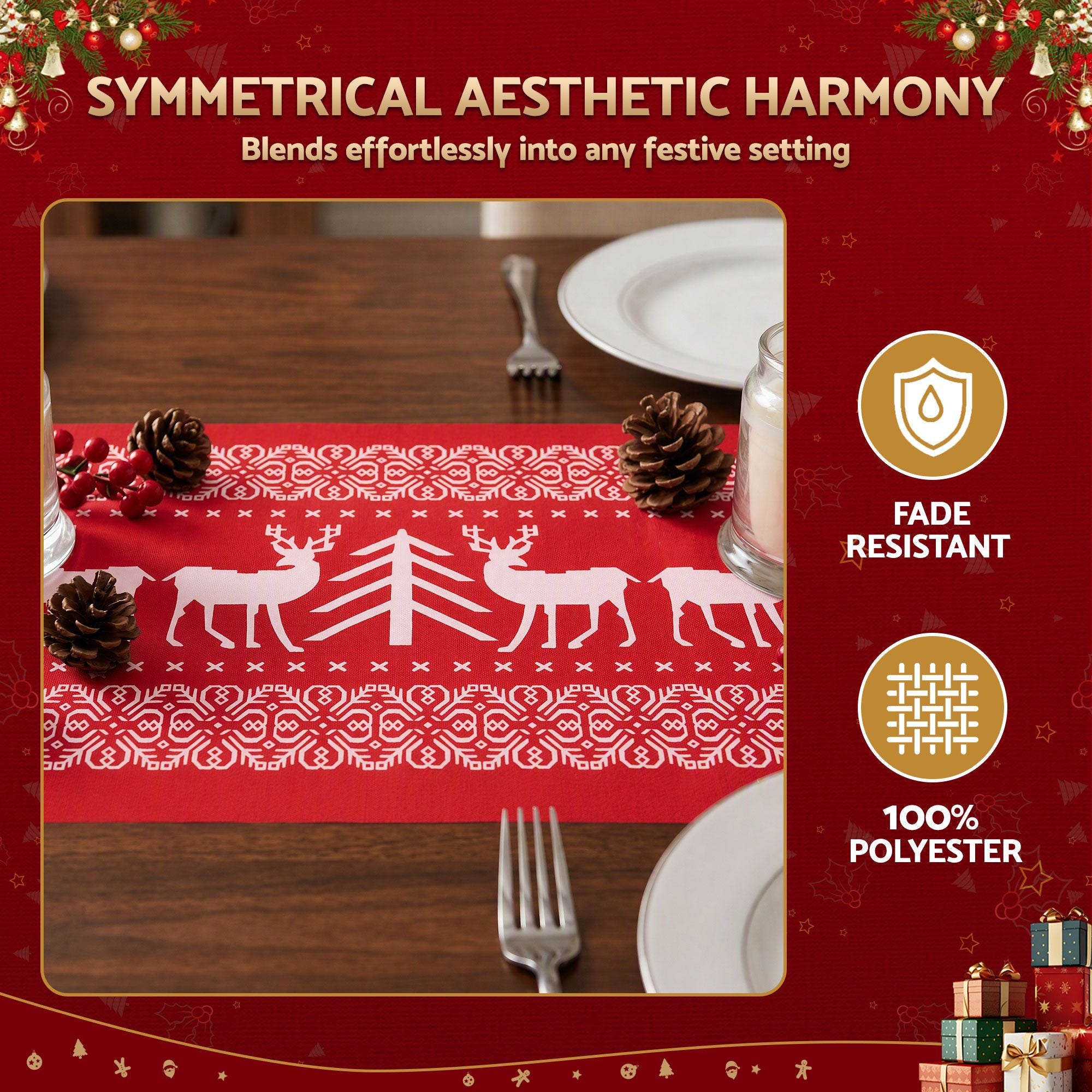 270 x 28CM Reindeer Christmas Table Runner