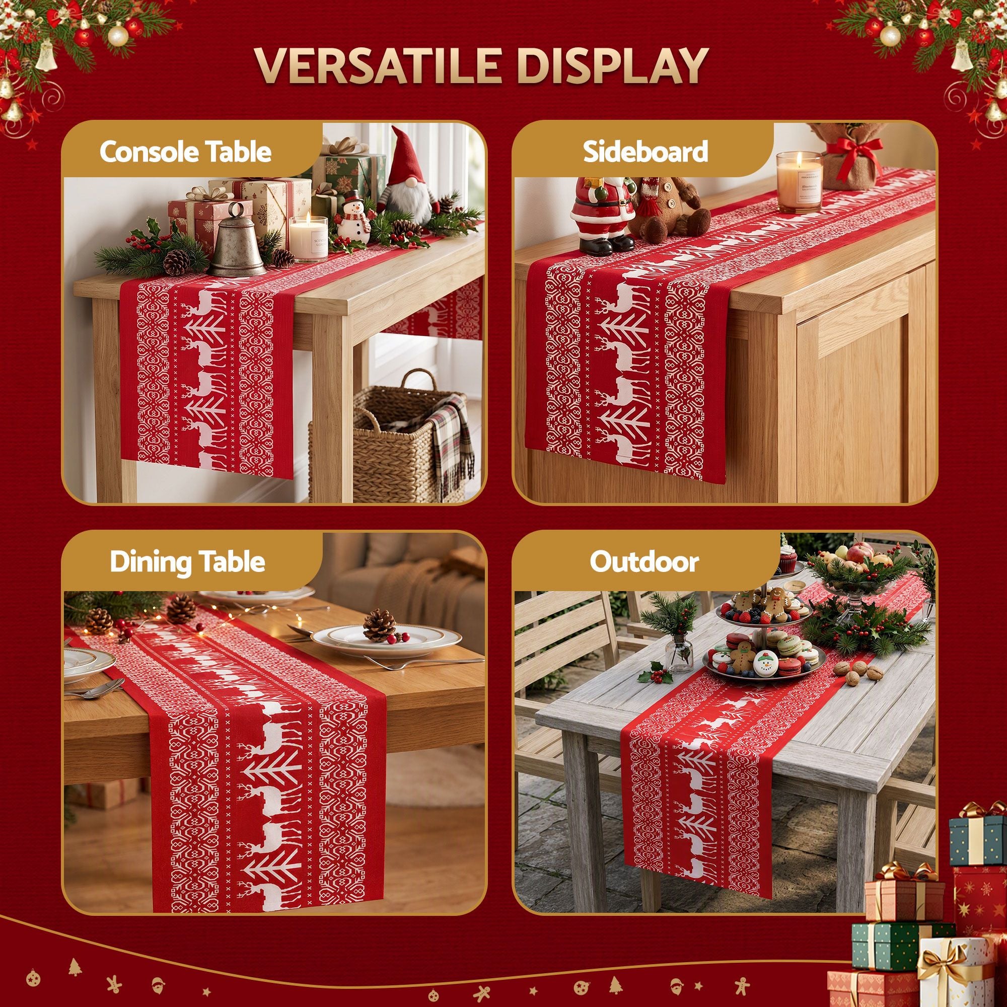 270 x 28CM Reindeer Christmas Table Runner