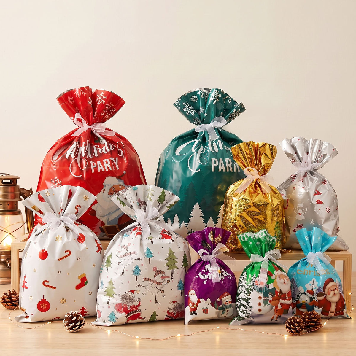 27-Piece Christmas Gift Bag Set – 9 Festive Designs