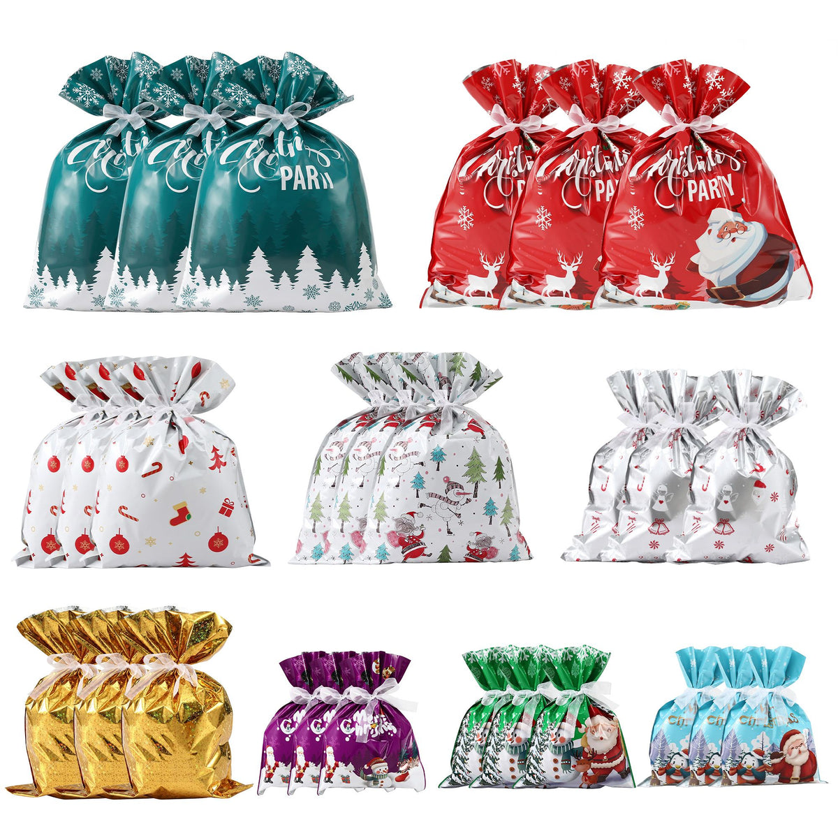 27-Piece Christmas Gift Bag Set – 9 Festive Designs