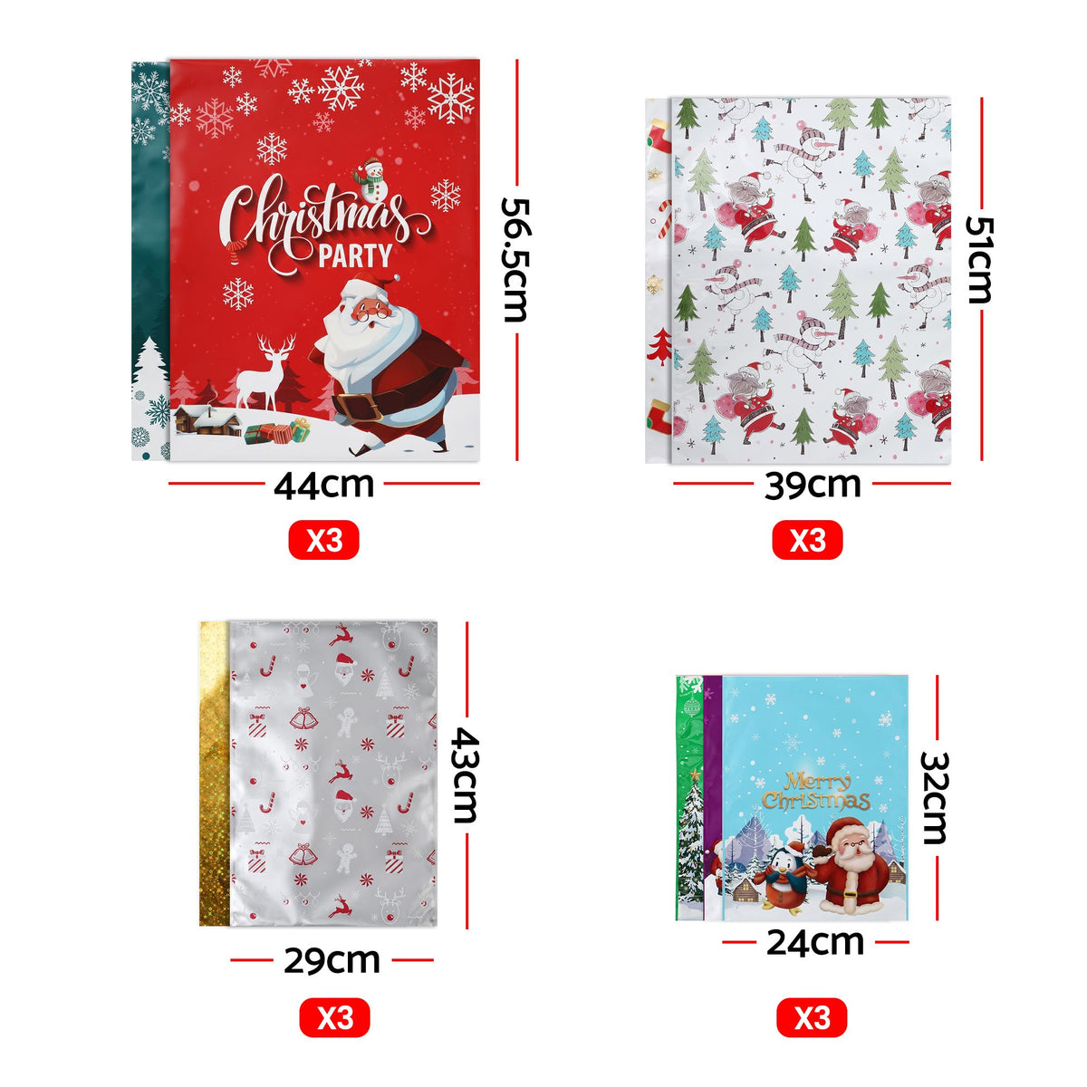 27-Piece Christmas Gift Bag Set – 9 Festive Designs