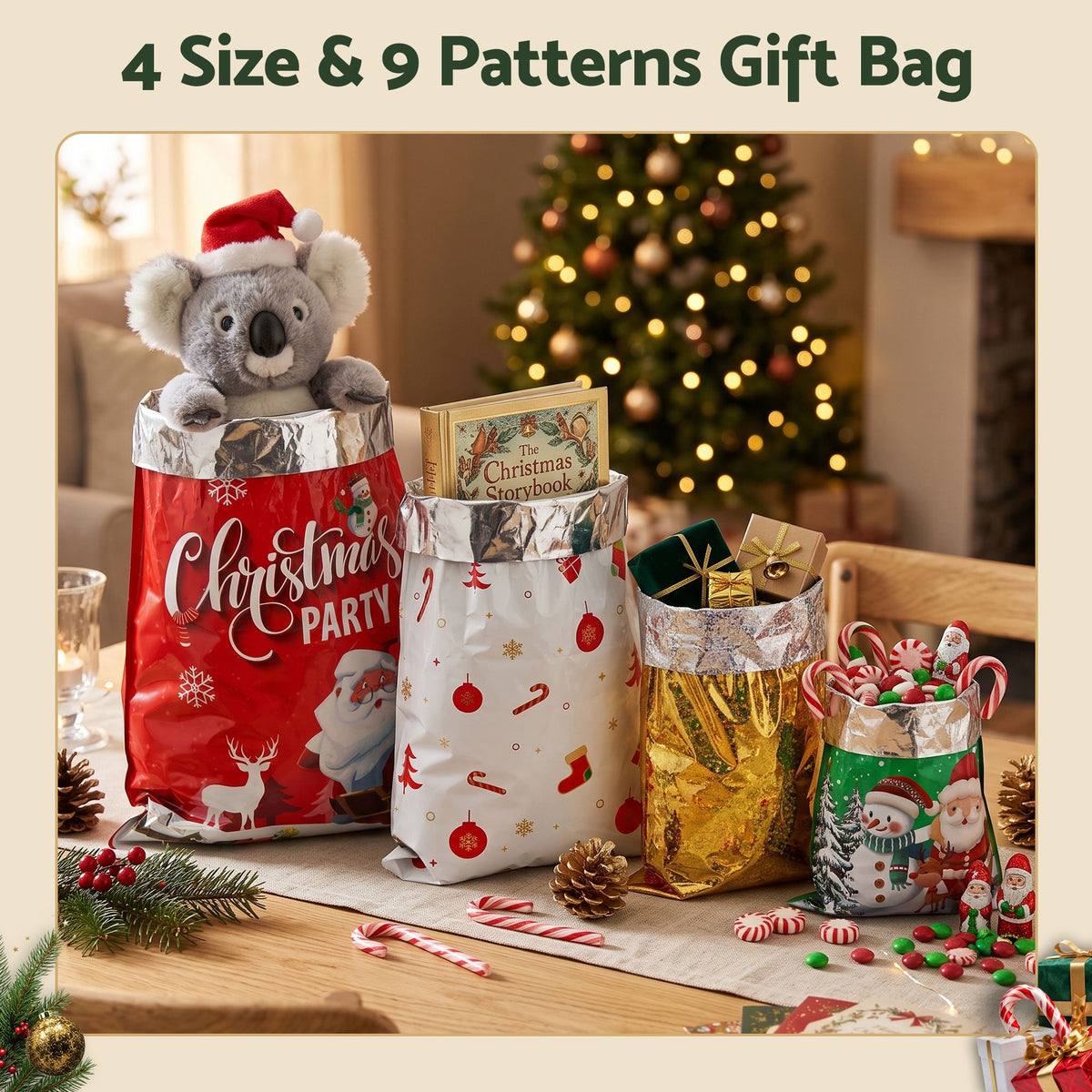 27-Piece Christmas Gift Bag Set – 9 Festive Designs