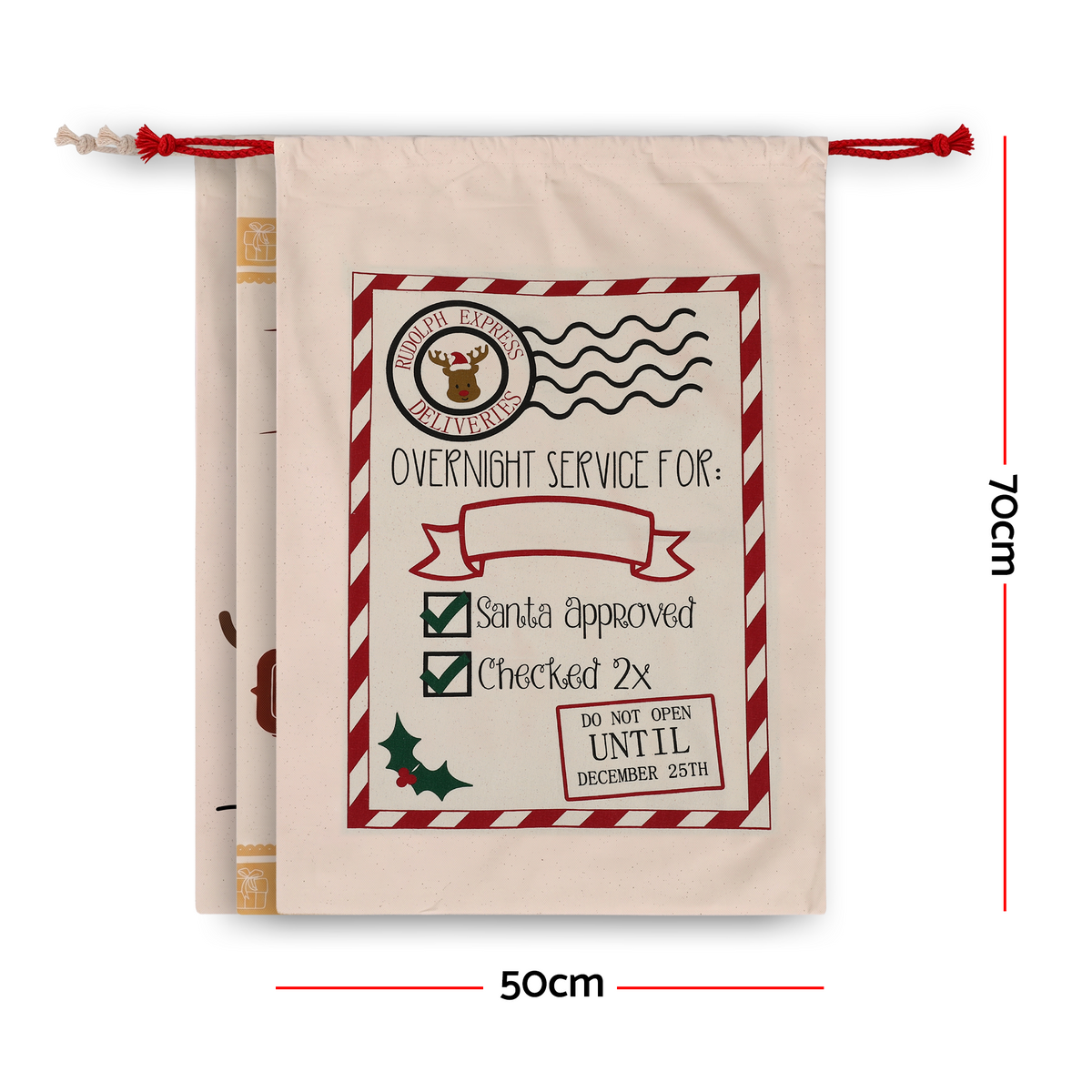 70CM Christmas Santa Sack Set – 3 Designs with DIY Personalisation