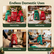 6-Piece Red & Green Christmas Gift Bag Set – Reusable Santa Sacks