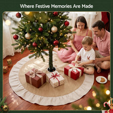 120CM Linen Christmas Tree Skirt with Ruffle Trim