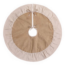 90CM Linen Christmas Tree Skirt with Ruffle Trim
