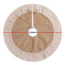 90CM Linen Christmas Tree Skirt with Ruffle Trim