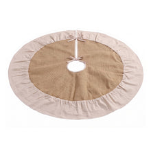 90CM Linen Christmas Tree Skirt with Ruffle Trim