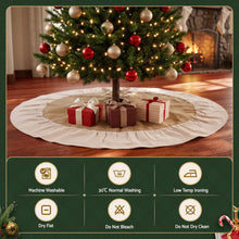 90CM Linen Christmas Tree Skirt with Ruffle Trim
