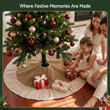 90CM Linen Christmas Tree Skirt with Ruffle Trim