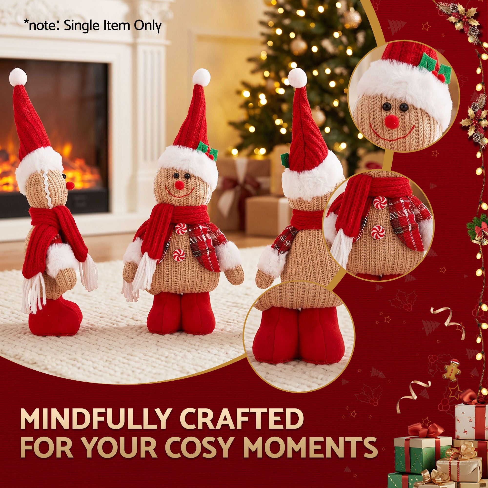 32.5CM Knitted Gingerbread Man Christmas Decoration