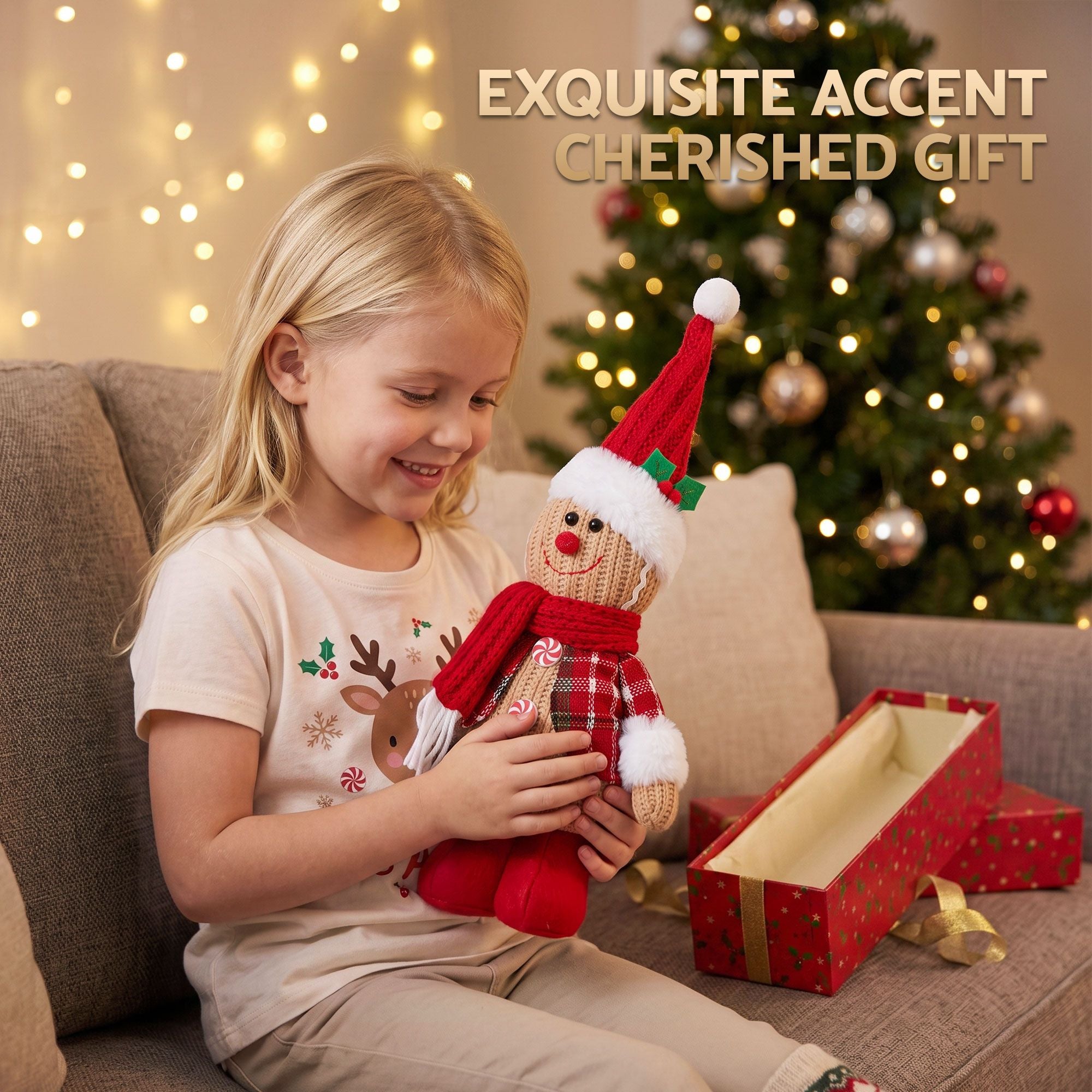 32.5CM Knitted Gingerbread Man Christmas Decoration