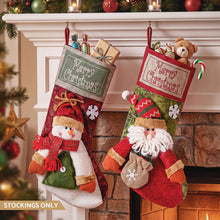 2 Pack 3D Christmas Stockings with Plush Santa & Snowman – 43.5CM