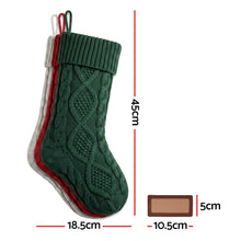 3 Pack Knitted Christmas Stockings with Leather Name Patches