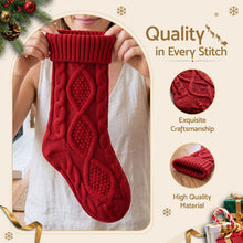 3 Pack Knitted Christmas Stockings with Leather Name Patches