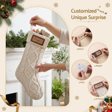 3 Pack Knitted Christmas Stockings with Leather Name Patches