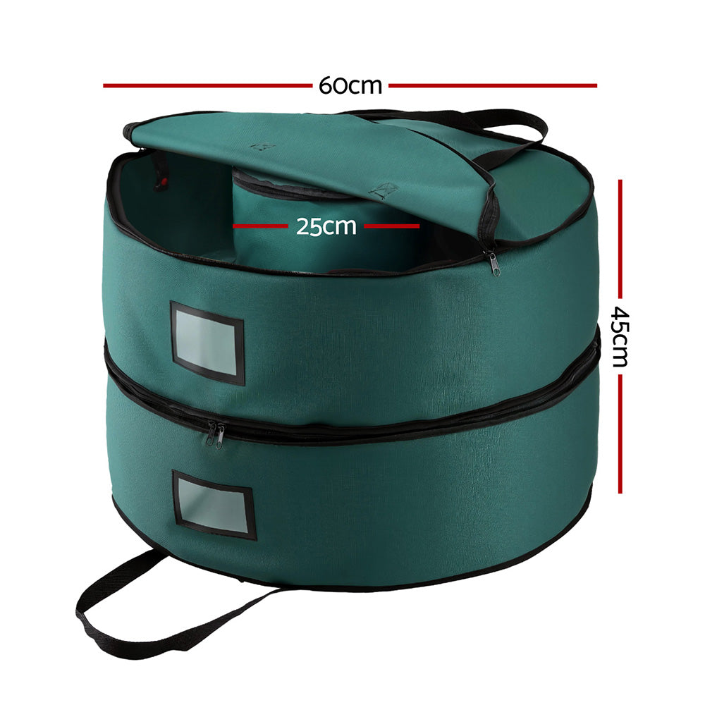 60CM 2-Tier Garland & Wreath Storage Bag – Green Oxford Fabric