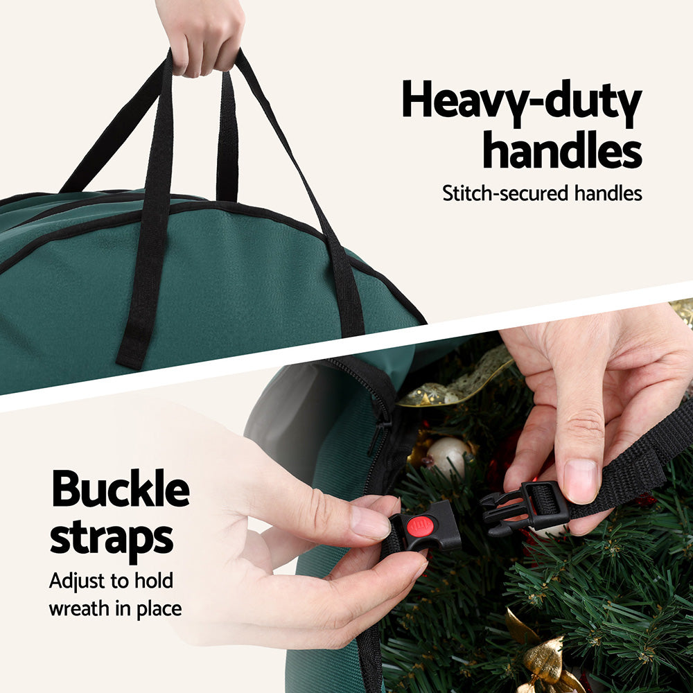 60CM 2-Tier Garland & Wreath Storage Bag – Green Oxford Fabric